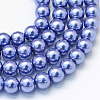 Baking Painted Pearlized Glass Pearl Round Bead Strands X-HY-Q003-6mm-09-1