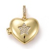 Brass Micro Pave Clear Cubic Zirconia Diffuser Locket Pendants ZIRC-E165-15G-1