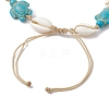 Natural Mixed Cowrie Shell with Synthetic Turquoise Beaded Anklets AJEW-AN00596-02-4