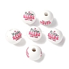 Mother's Day Theme Printed Wood European Beads WOOD-F016-06-2