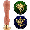 Brass Wax Seal Stamp with Handle AJEW-WH0184-0537-1