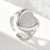 Brass Micro Pave Cubic Zirconia Cuff Open Rings for Women CU-CBA760A-13C-P-2