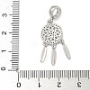 Brass Clear Cubic Zirconia Woven Web/Net with Feather European Dangle Charms KK-U050-01P-3