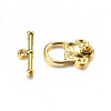 Tibetan Style Flower Toggle Clasps TIBE-2119-AG-RS-2