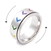 Non-Tarnish 304 Stainless Steel Rainbow Heart Spinner Ring RJEW-C019-03P-2