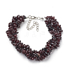 Natural Garnet Beaded Necklaces and Bracelets X-SJEW-Q034-02-3