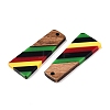 Jamaican Colour Epoxy Resin & Walnut Wood Pendants RESI-N039-122M-2