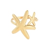 Ion Plating(IP) 304 Stainless Steel Starfish Open Cuff Rings for Women RJEW-S418-03G-2