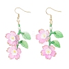 Acrylic Flower Dangle Earrings EJEW-MZ00588-01-2