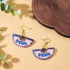 1 Pairs Acrylic Fan Dangle Earrings EJEW-TA0001-74-4