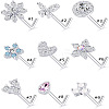 316L Surgical Stainless Steel Clear Cubic Zirconia L-Shaped Nose Rings WG135CD-10-2