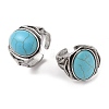 Oval Synthetic Turquoise Cuff Rings RJEW-B107-13AS-01-1