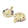 Rack Plating Virgin Mary Brass Micro Pave Cubic Zirconia Pendants KK-E102-15G-2