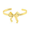 Bowknot Rack Plating Brass Open Cuff Bangles for Women BJEW-P322-06B-G-2