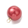 Baking Paint Pearlized Glass Pearl Round Charms with Brass Bails PALLOY-JF04896-5