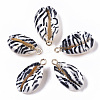 Printed Natural Cowrie Shell Pendants X-SSHEL-R047-02-A01-2