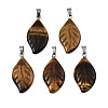 Natural Tiger Eye Pendants G-S364-076A-01-2