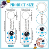 30Pcs 2 Styles Astronaut PVC & Iron Pendant Keychains KEYC-NB0001-84B-2
