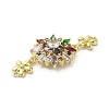 Rack Plating Brass Pave Colorful Cubic Zirconia Flower Connector Charms KK-C052-37A-G-2