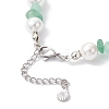 3Pcs Natural Mixed Gemstone Chip & Glass Shell Round Beaded Bracelets BJEW-JB12317-6