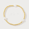Brass Round Beaded Stretch Bracelets ZM9543-3-1