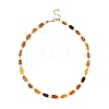 Rectangle Natural Amber and Round White Shell Pearl Beaded Necklaces NJEW-JN05645-4