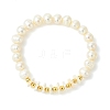 Natural Cultured Freshwater Pearl & Brass Beaded Stretch Bracelets for Women BJEW-JB13998-3