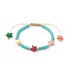 Dyed Synthetic Turquoise(Dyed) Heishi Beaded Bracelets with Dyed Synthetic Coral Starfish BJEW-JB09194-01-1