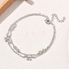 Brass Micro Pave Clear Cubic Zirconia Bowknot Link 2-Strand Bracelets KK-CBA6980-19P-1