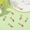 8Pcs Brass Red Enamel Vegetable European Dangle Charms OPDL-BBC0001-03G-01-7