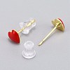 Brass Enamel Stud Earrings EJEW-L231-65C-2
