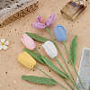 5Pcs 5 Colors Woolen Yarn Artificial Tulip Flower AJEW-FG0004-63-5