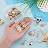 20Pcs 20 Styles Electroplate Natural Shell Braiding Hair Pendants Decoration Clips OHAR-GA00001-3