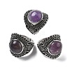 Natural Amethyst Adjustable Rings RJEW-I108-03AS-09-4