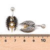 316 Stainless Steel Pave Clear Cubic Zirconia Curved Barbell Dangle Belly Rings AJEW-C044-02-5