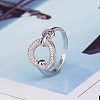 Brass Micro Pave Clear Cubic Zirconia Cuff Rings for Womem FS-WG64EB3-01-1
