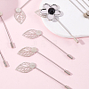 60Pcs Leaf Stainless Steel Round Tray Stick Lapel Pins JEWB-SC0001-75B-7