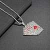 Alloy Full Crystal Rhinestone Playing Cards Pendant Necklaces NJEW-R001-01P-01-1