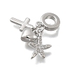 Brass Micro Pave Clear Cubic Zirconia European Dangle Charms KK-D431-033A-P-2