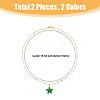 FIBLOOM 2Pcs 2 Colors Rack Plating Real 18K Gold Plated Titanium Steel Flower Pendant Necklaces Set with Paperclip Chains for Women NJEW-FI0001-56-2