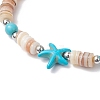 Natural Freshwater Shell with Synthetic Turquoise Beads Stretch Bracelets for Men Women BJEW-JB11745-01-3