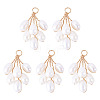 5Pcs Natural Cultured Freshwater Pearl Rice Beaded Grape Pendants PALLOY-TA00382-3