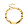 Ion Plating(IP) 304 Stainless Steel Rectangle Link Bracelet with Curb Chains for Women BJEW-P273-03G-1