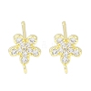 Brass Pave Clear Cubic Zirconia Stud Earring Findings KK-F875-08G-1