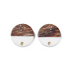 Resin & Walnut Wood Stud Earring Findings MAK-N032-003A-B02-4