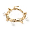 Plastic Pearl and Round Ball Charm Multi-strand Bracelet BJEW-G639-10G-1