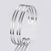 Tarnish Resistant Hollow 304 Stainless Steel Wide Band Cuff Bangles BJEW-H565-01P-1