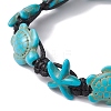 Synthetic Turquoise Starfish & Turtle Braided Bead Bracelet X-BJEW-TA00388-01-3