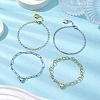 4Pcs 4 Style Brass and 304 Stainless Steel Paperclip  Chain Bracelets Sets BJEW-JB11050-2