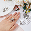 4Pcs 4 Style Rhinestone Butterfly Open Cuff Rings Set RJEW-FI0001-14-3